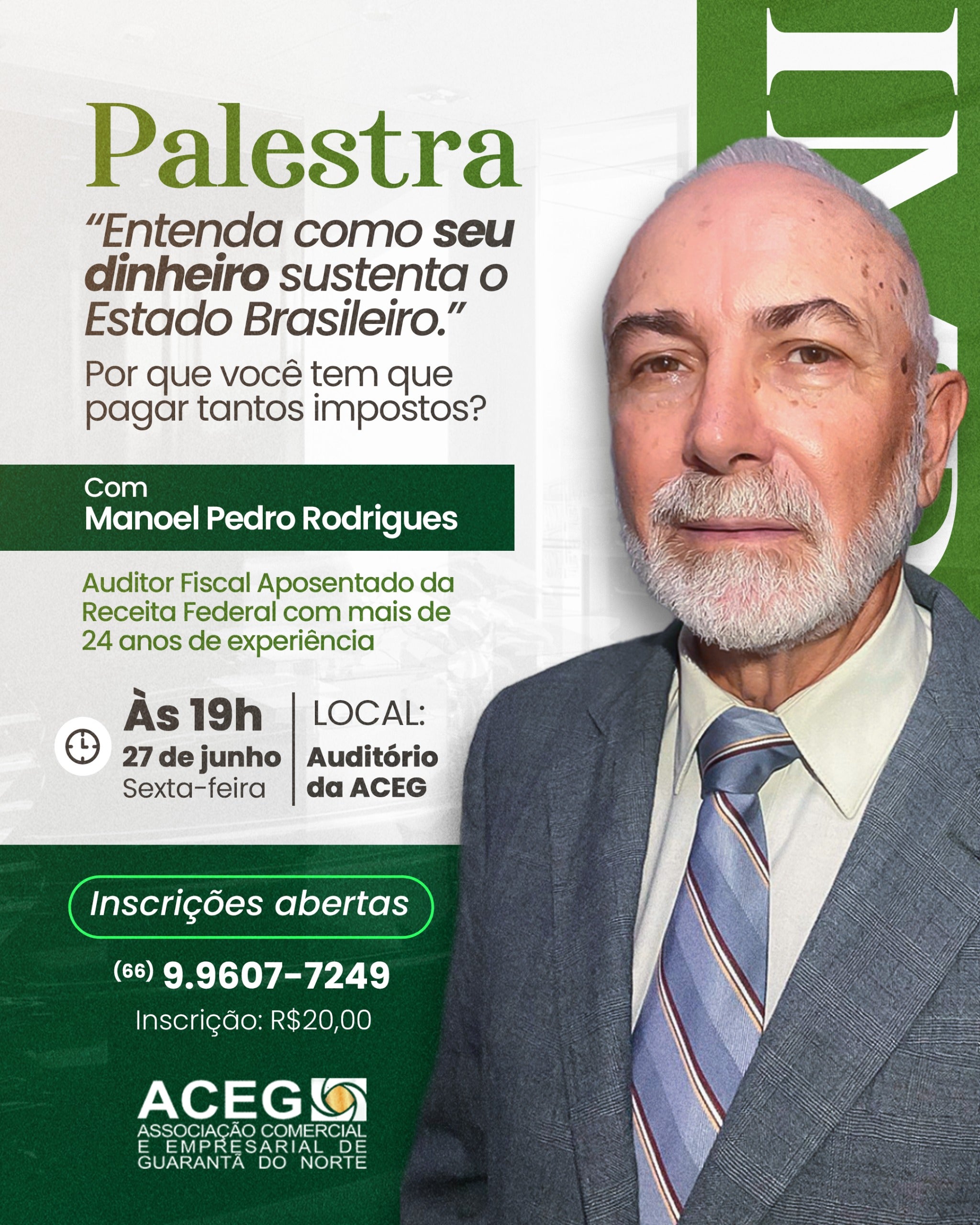 ACEG estará realizando Palestra em parceria com Manoel Pedro Rodrigues