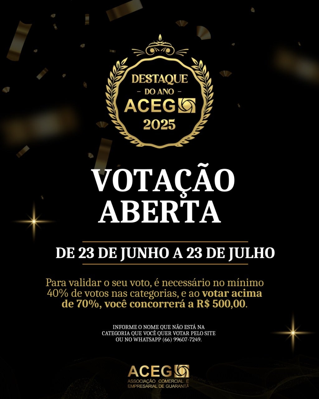Já estão abertas as votações para o destaque do ano da ACEG