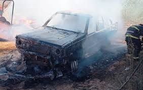 Caminhonete pega fogo e fica destruída em Guarantã do Norte
