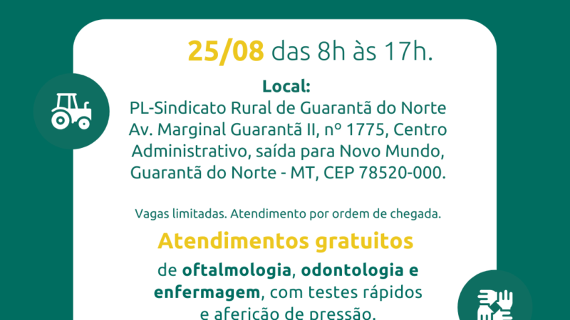 Sindicato Rural de Guarantã do Norte estará realizando o mutirão Rural