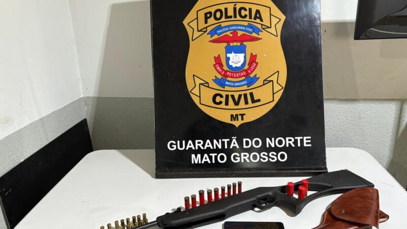 Polícia Civil cumpre busca e apreensão de arma de fogo e munições em Guarantã do Norte