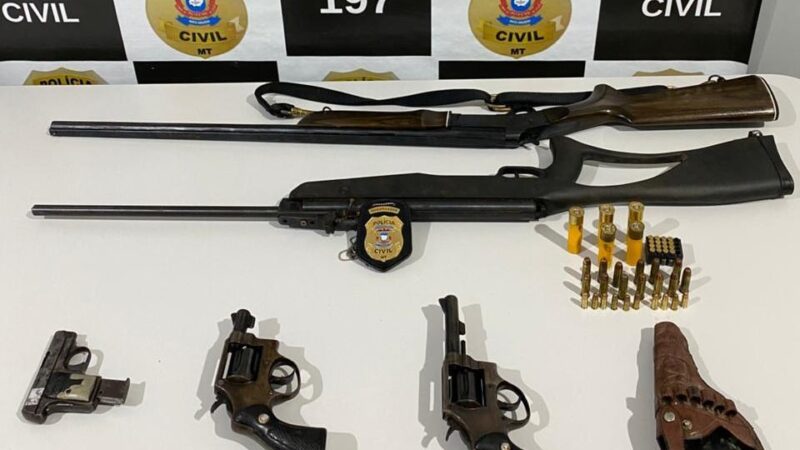 Em Matupá Polícia Civil prende homem com mandado de prisão em aberto e com armas ilegais