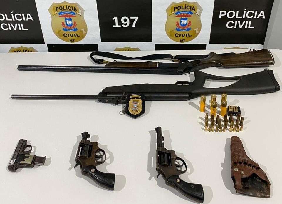 Em Matupá Polícia Civil prende homem com mandado de prisão em aberto e com armas ilegais