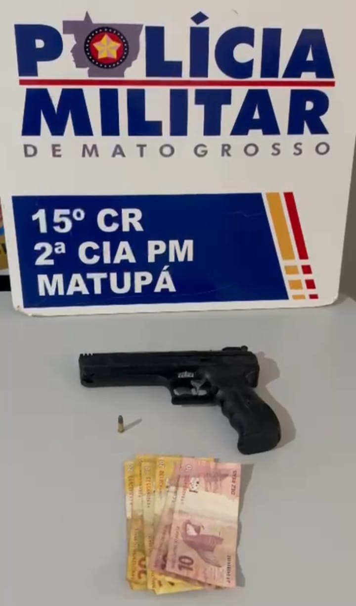 Policia Militar de Matupá, prende homem portando arma de fogo