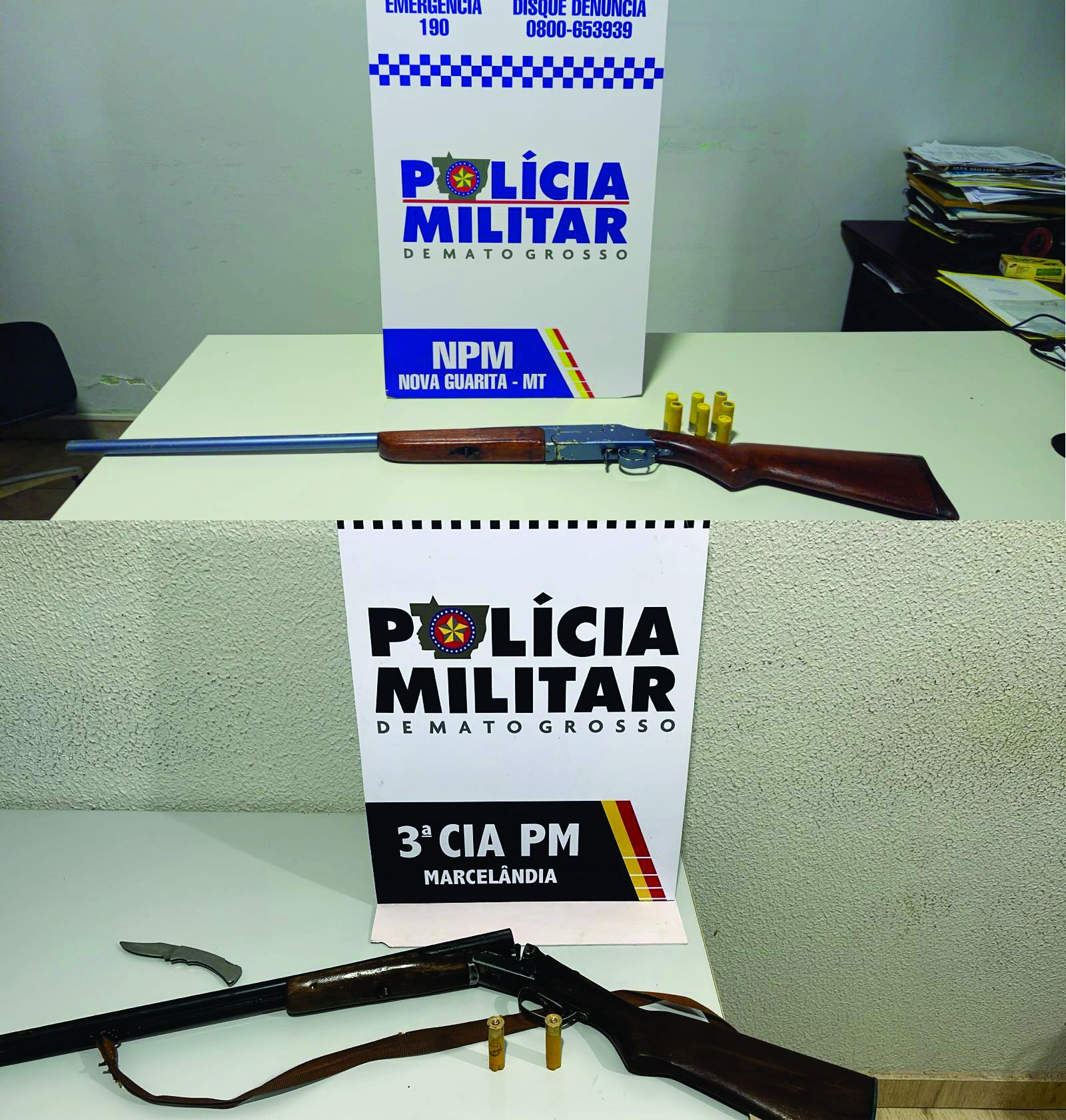 Policia Militar do 15° Comando Regional, apreenderam duas armas de fogo