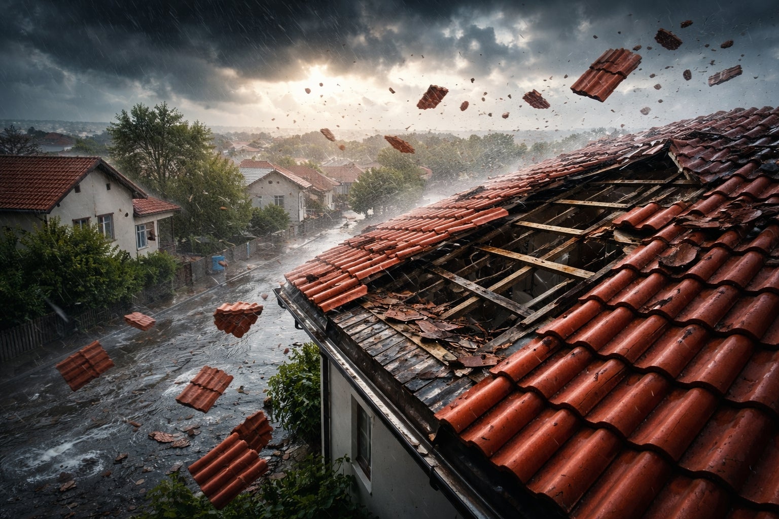 Telhas arrancadas por tempestades expõem fragilidades e ampliam riscos nas cidades