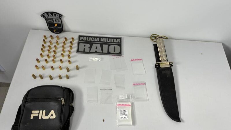 Companhia Raio prende dois homens por tráfico de drogas, apreende entorpecentes e munições