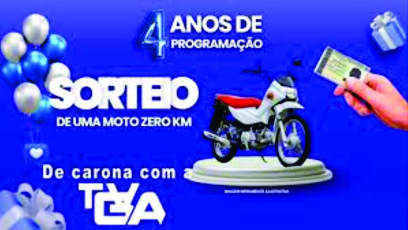 TV GA – Ávila Notícia celebra quatro anos com sorteio de uma moto zero KM