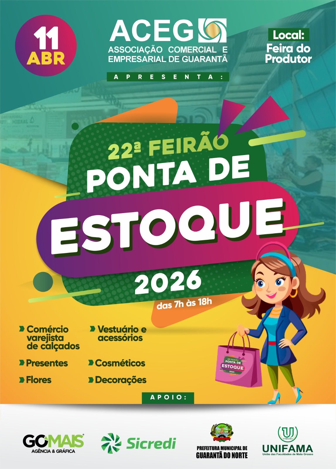 ACEG estará realizando o 22º Feirão Ponta de Estoque em Guarantã do Norte