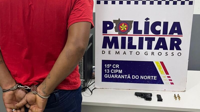 Em Guarantã do Norte Policia Militar prende homem com arma de fogo