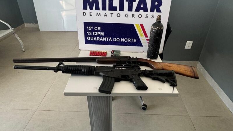 Armas de suspeito de feminicídio morto no Paraguai são apreendidas em Guarantã do Norte